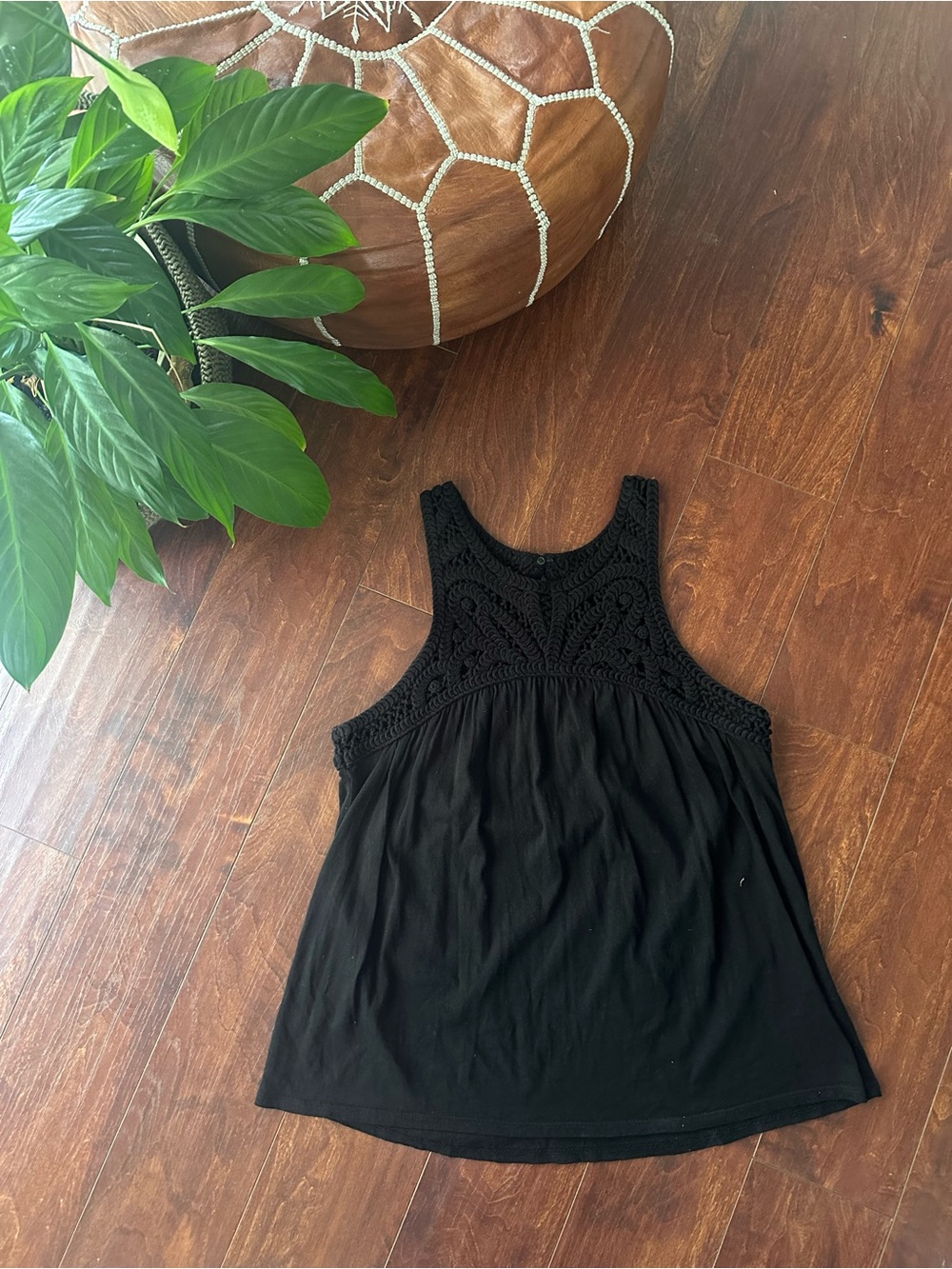 Black Crochet Tank Top